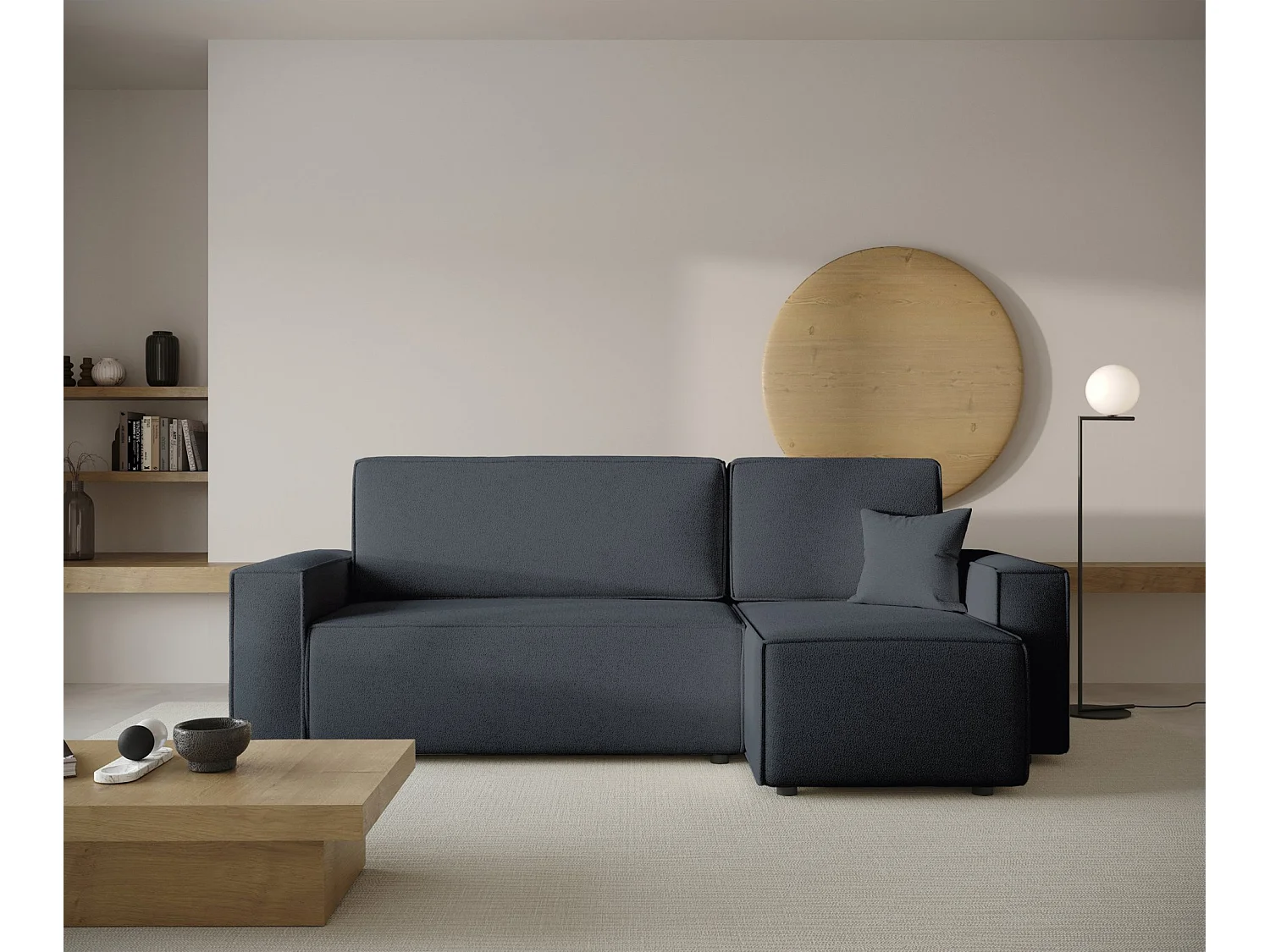 Ecksofa beidseitig montierbar mit Schlaffunktion - grau - COPERTINO