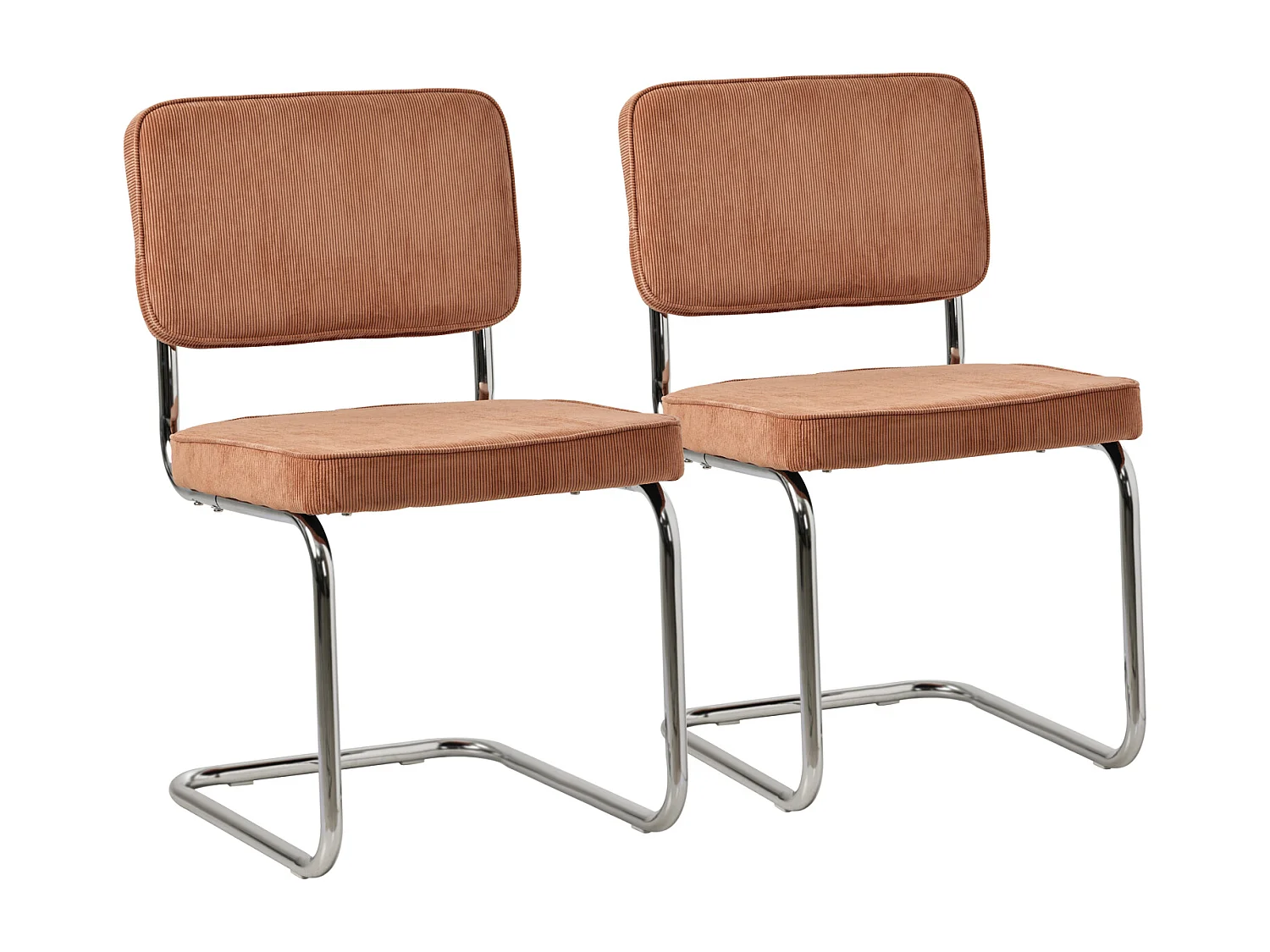 Set van 2 MARIA terracotta corduroy sledestoelen