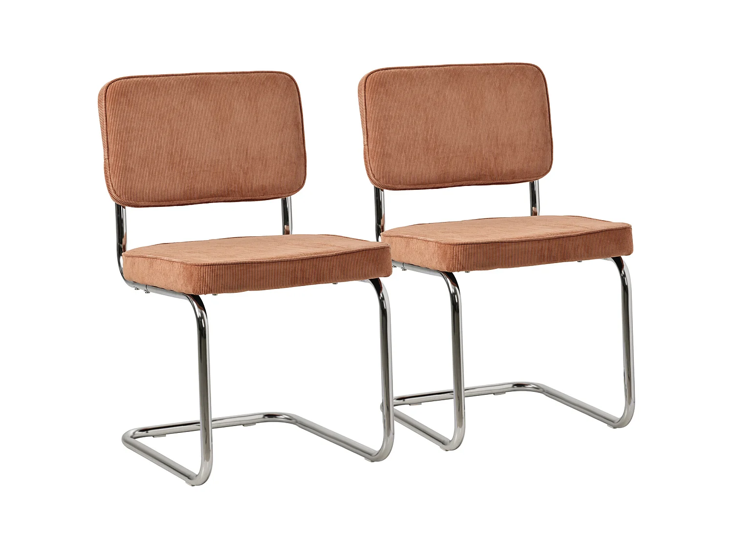 Lot de 2 chaises cantilever en velours côtelé terracotta MARIA - HAPPY GARDEN