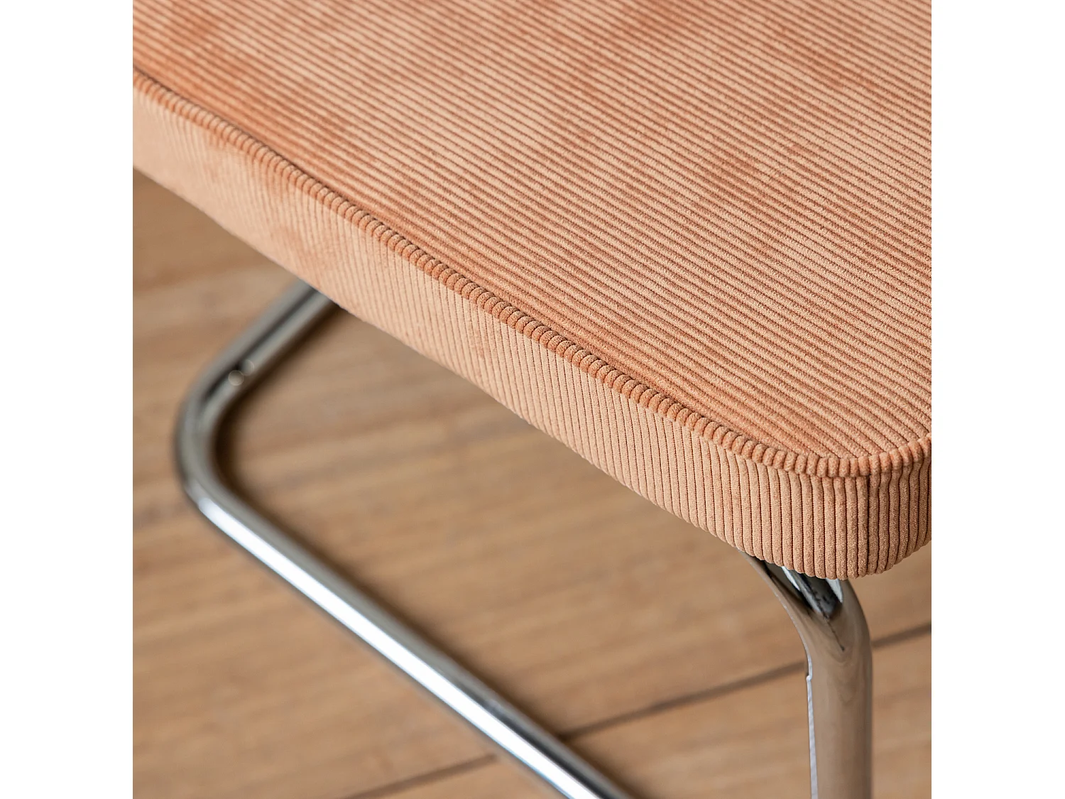 Lot de 2 chaises cantilever en velours côtelé terracotta MARIA - HAPPY GARDEN