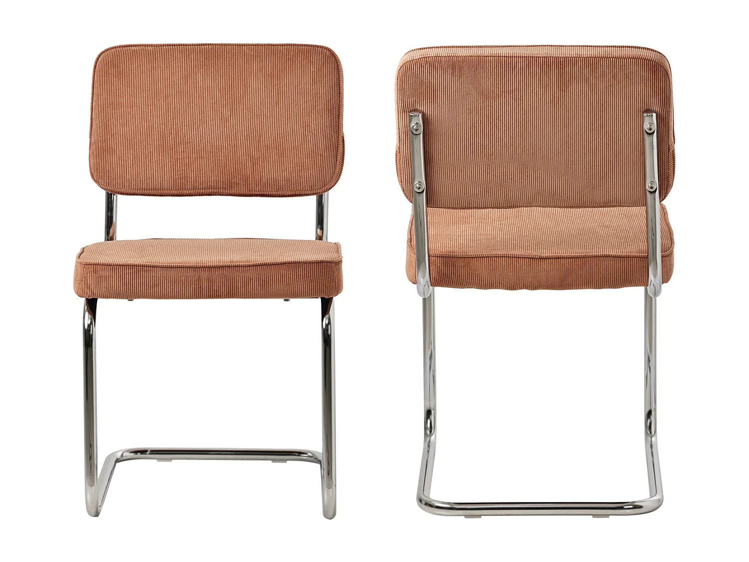 Set van 2 MARIA terracotta corduroy sledestoelen