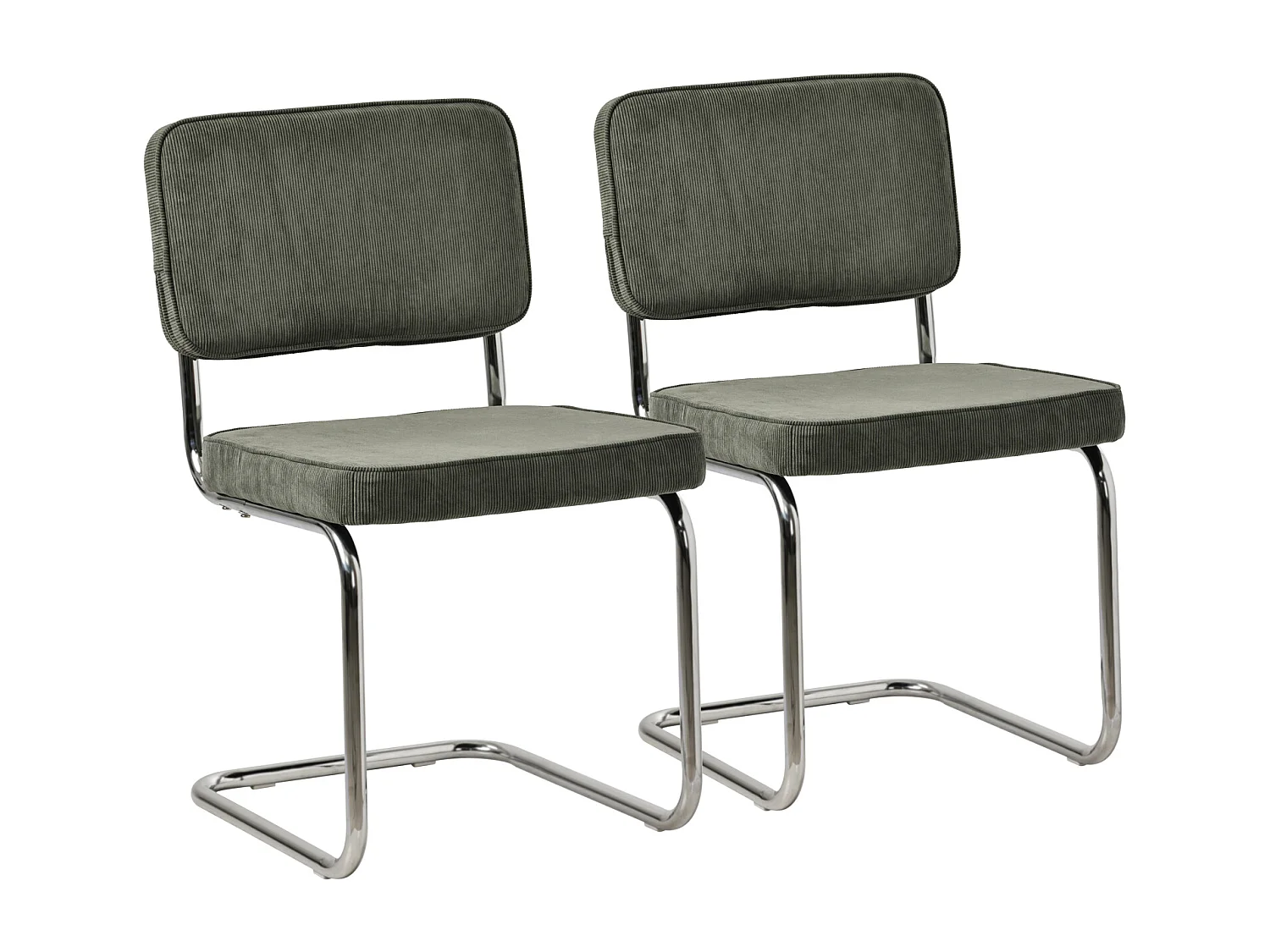 Conjunto de 2 cadeiras cantilever em bombazina verde caqui MARIA