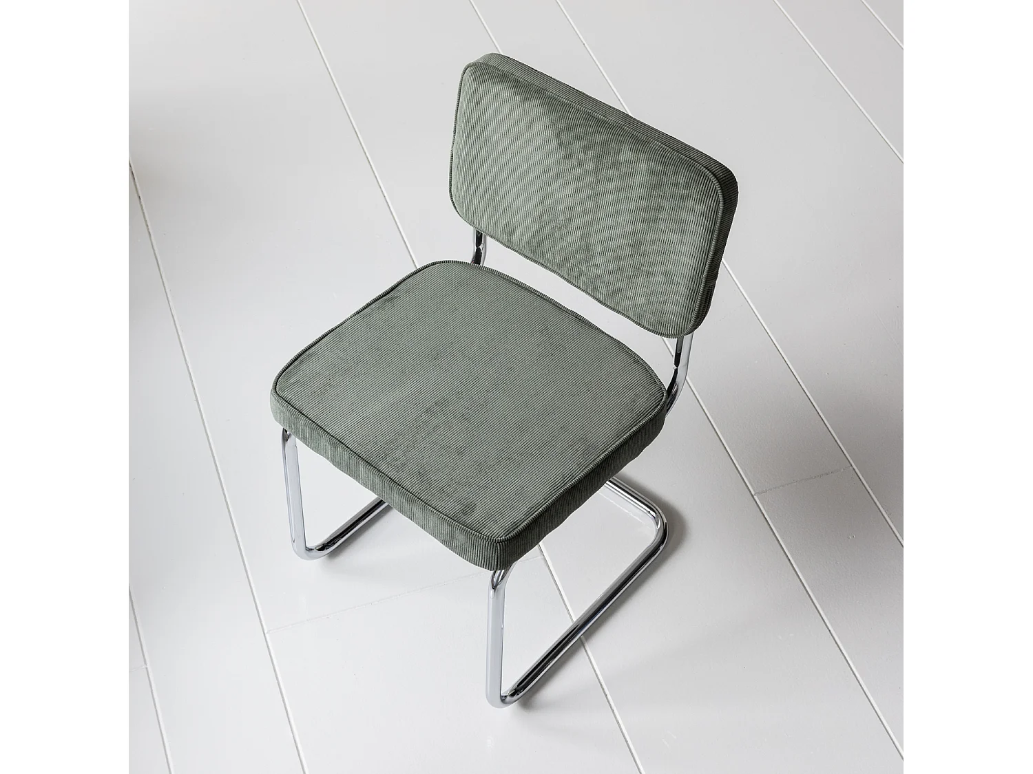 Lot de 2 chaises cantilever en velours côtelé vert kaki MARIA - HAPPY GARDEN