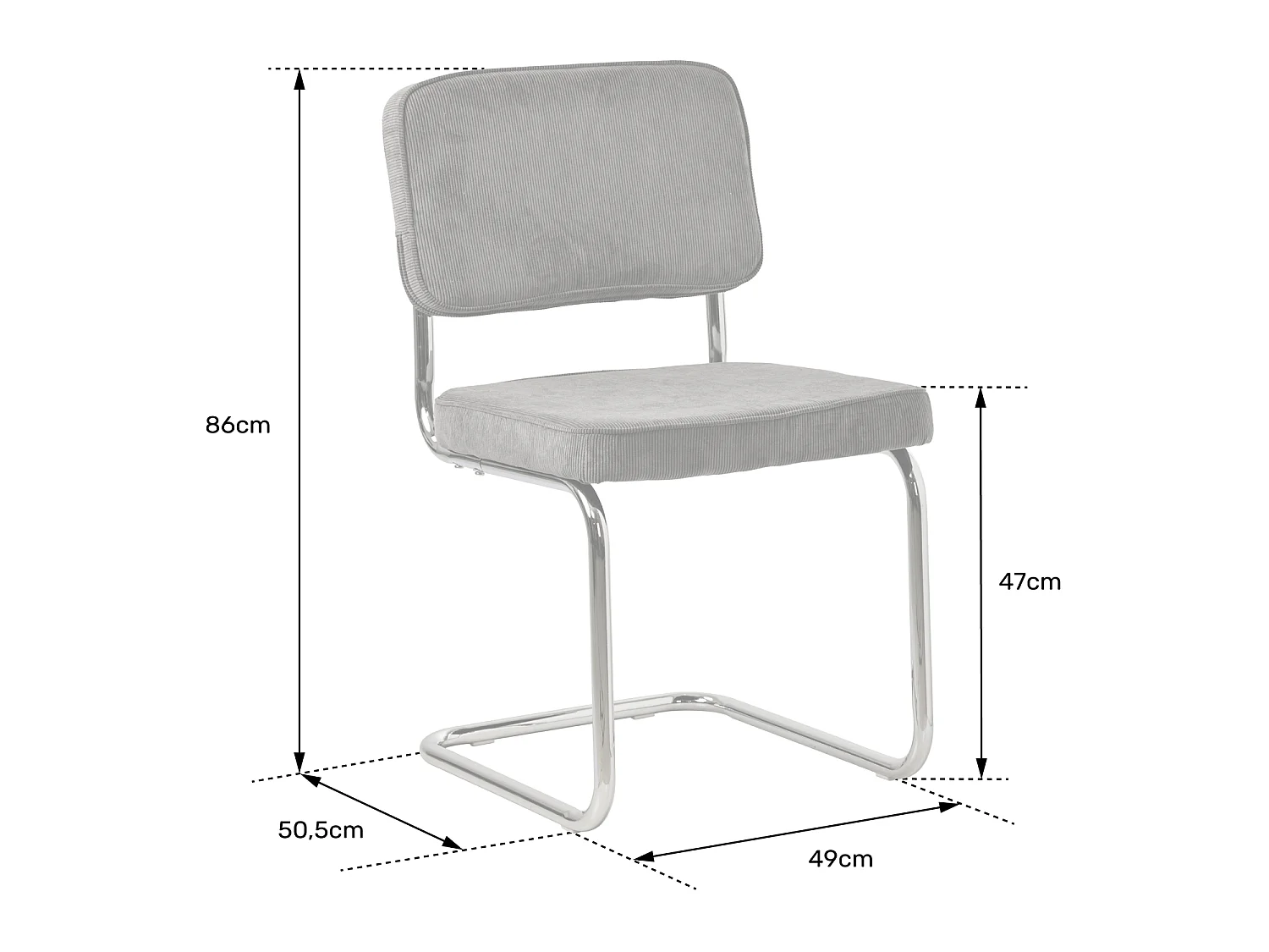 Lot de 2 chaises cantilever en velours côtelé vert kaki MARIA - HAPPY GARDEN
