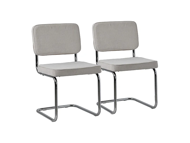 Set di 2 sedie a sbalzo MARIA in velluto a coste beige - HAPPY GARDEN