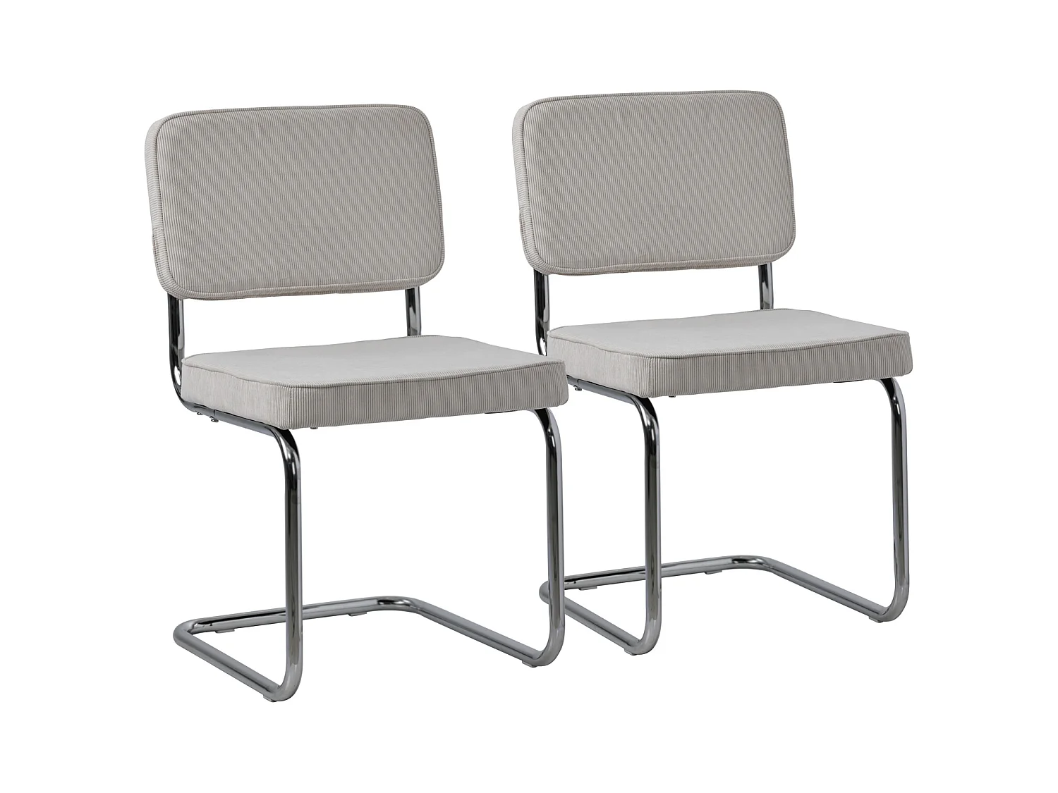 Lote de 2 sillas cantiléver de pana beige MARIA - HAPPY GARDEN