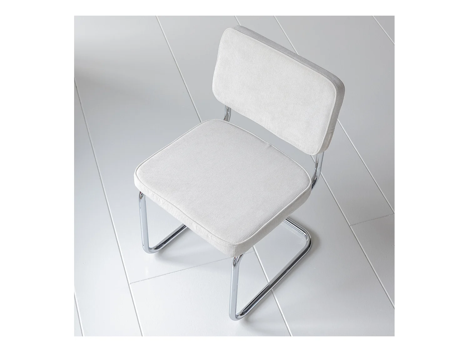 Lot de 2 chaises cantilever en velours côtelé beige MARIA - HAPPY GARDEN