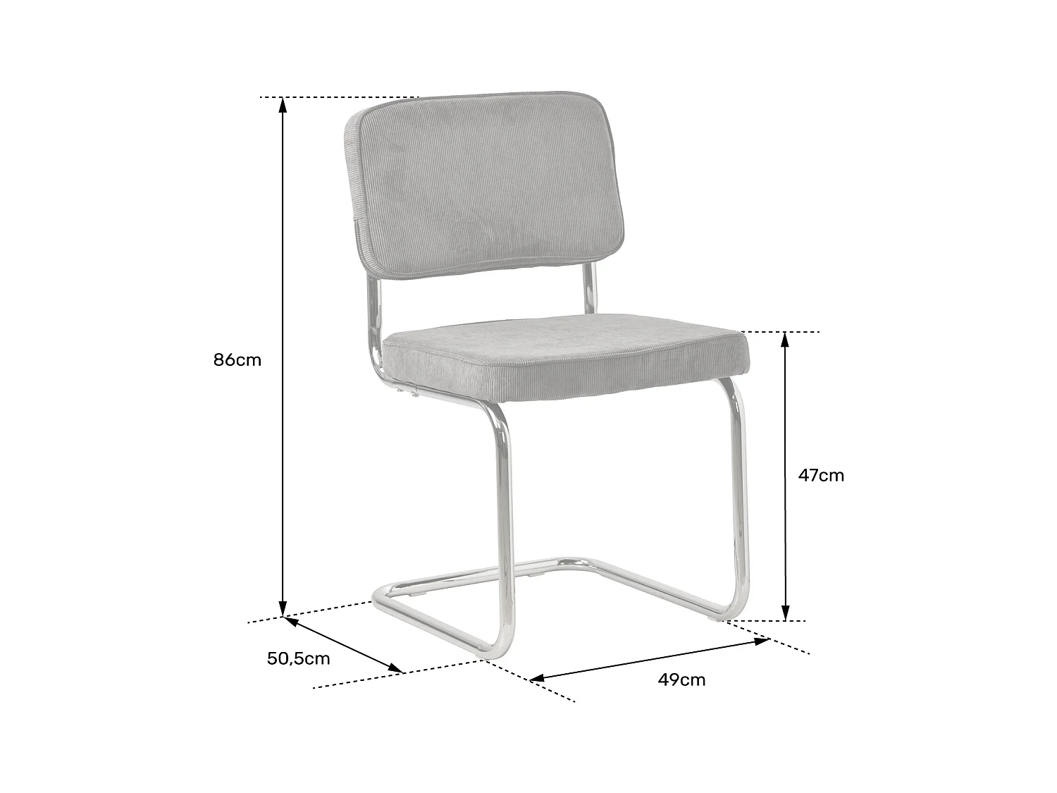 Lot de 2 chaises cantilever en velours côtelé beige MARIA - HAPPY GARDEN