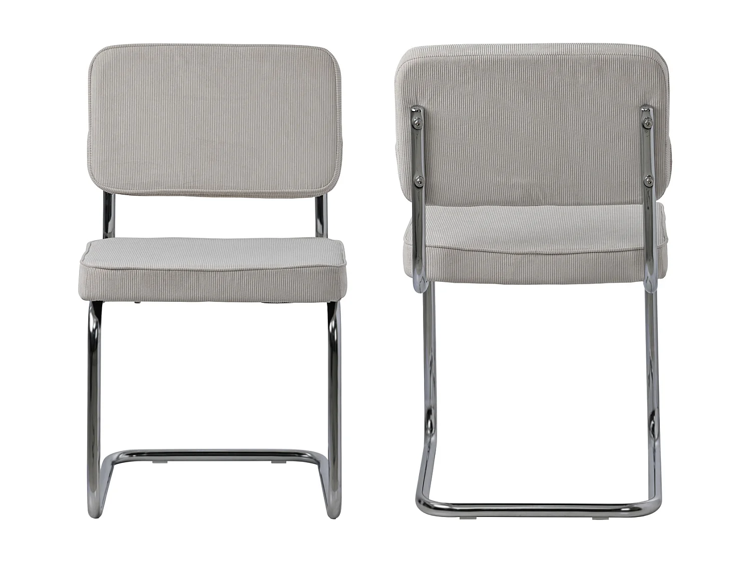 Lot de 2 chaises cantilever en velours côtelé beige MARIA - HAPPY GARDEN