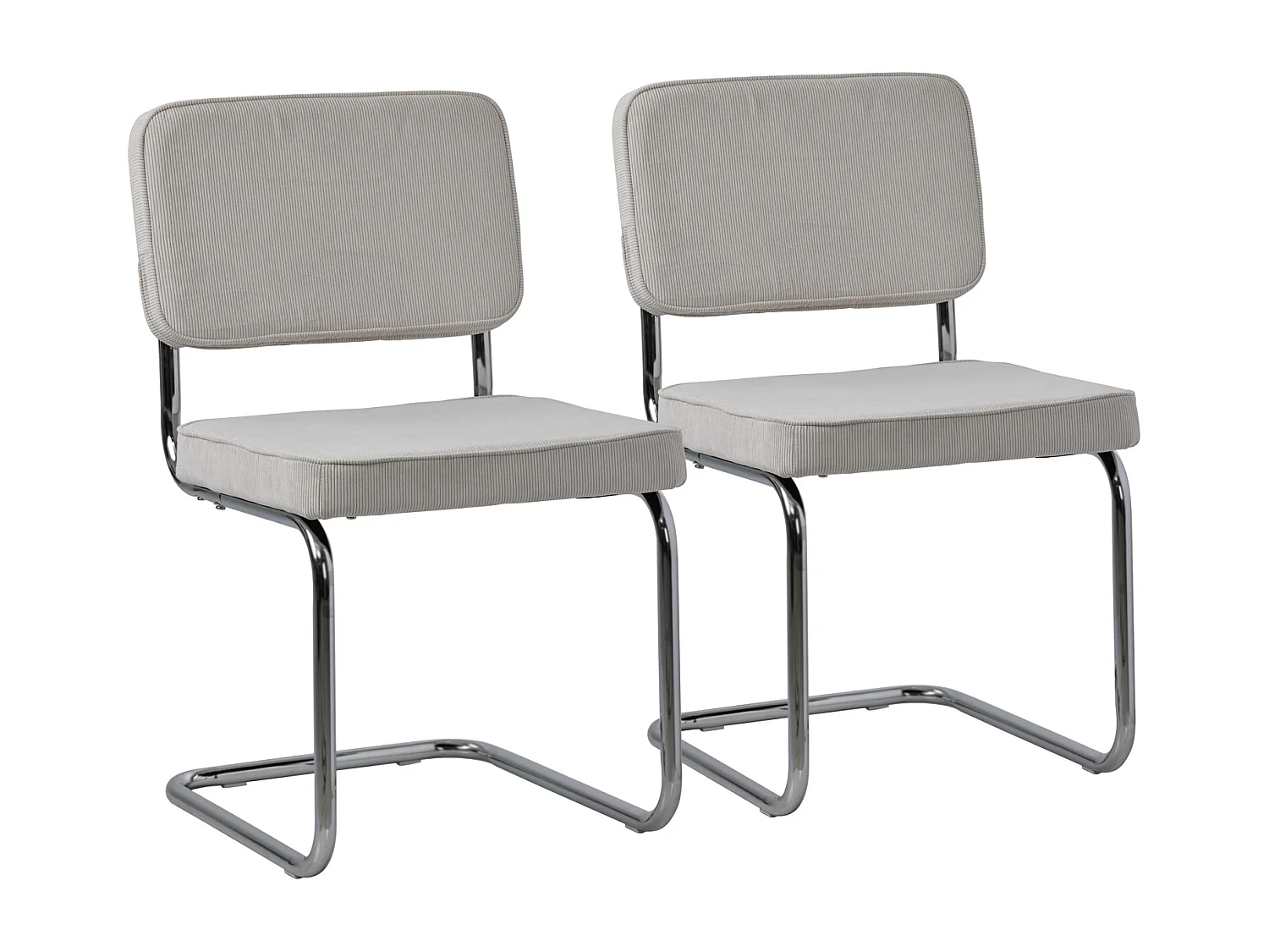 Lot de 2 chaises cantilever en velours côtelé beige MARIA - HAPPY GARDEN