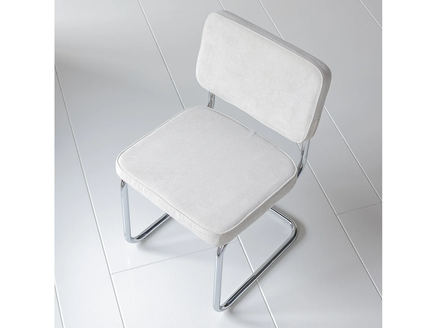 Lot de 2 chaises cantilever en velours côtelé beige MARIA - HAPPY GARDEN