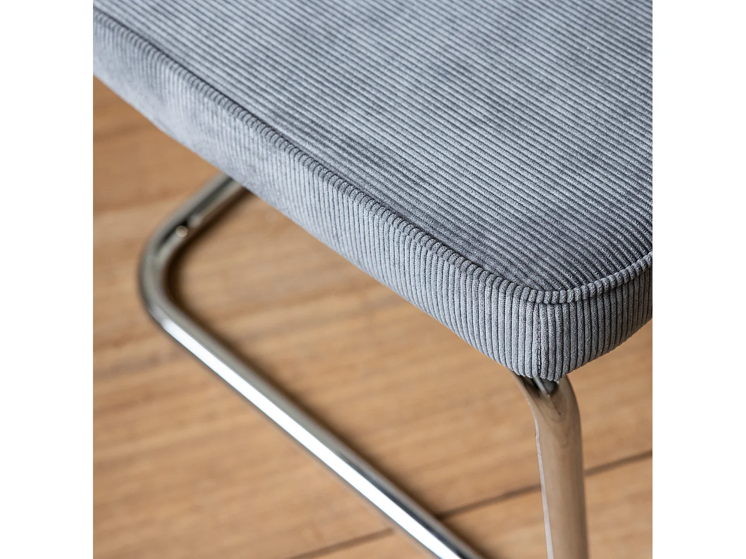 Lot de 2 chaises cantilever en velours côtelé gris MARIA - HAPPY GARDEN