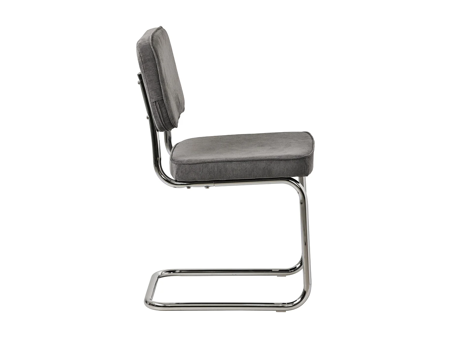 Lot de 2 chaises cantilever en velours côtelé gris MARIA - HAPPY GARDEN