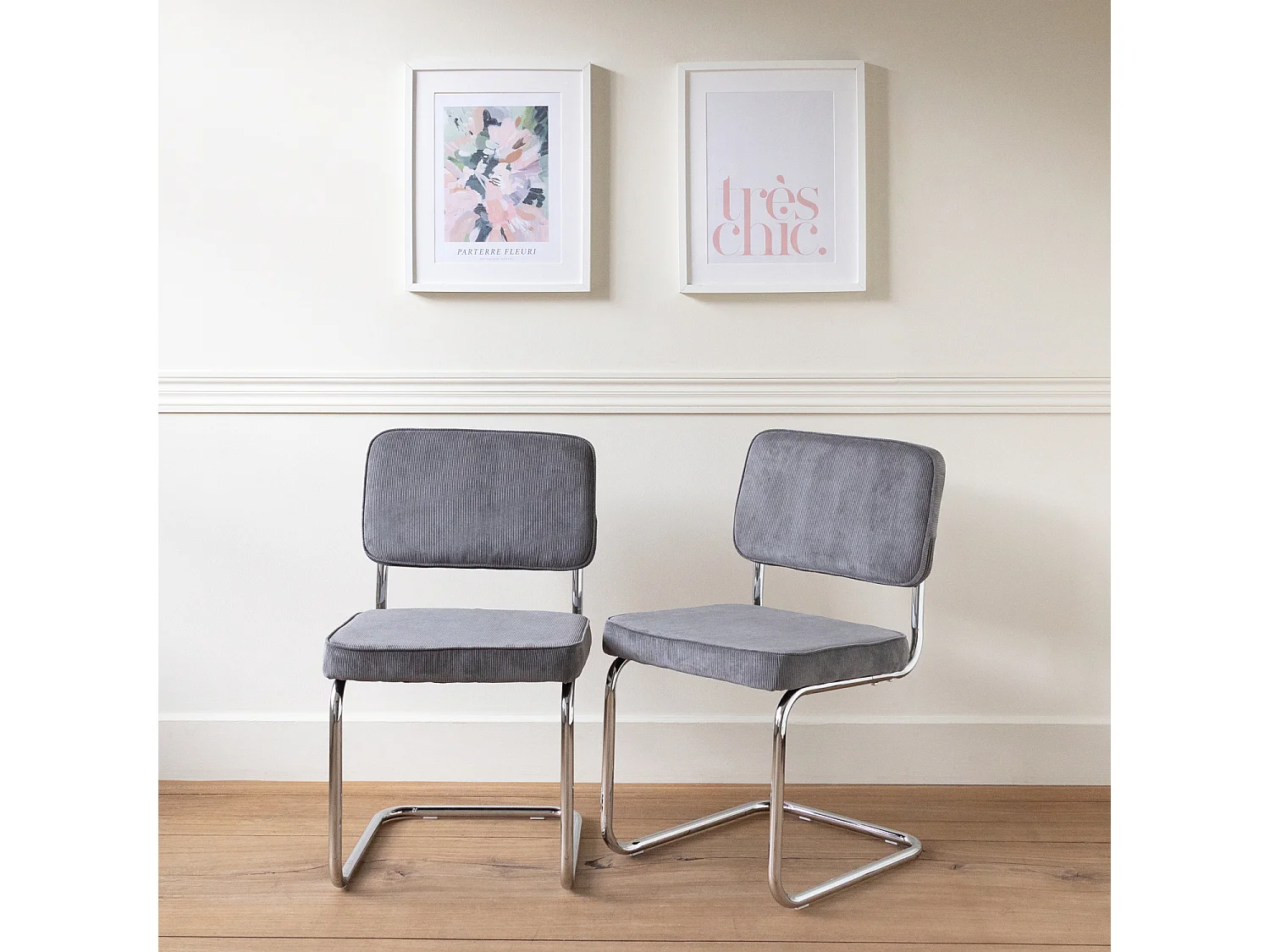 Set van 2 sledestoelen MARIA grijs corduroy