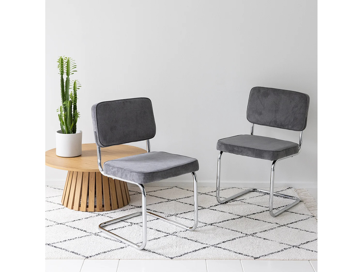 Set van 2 sledestoelen MARIA grijs corduroy
