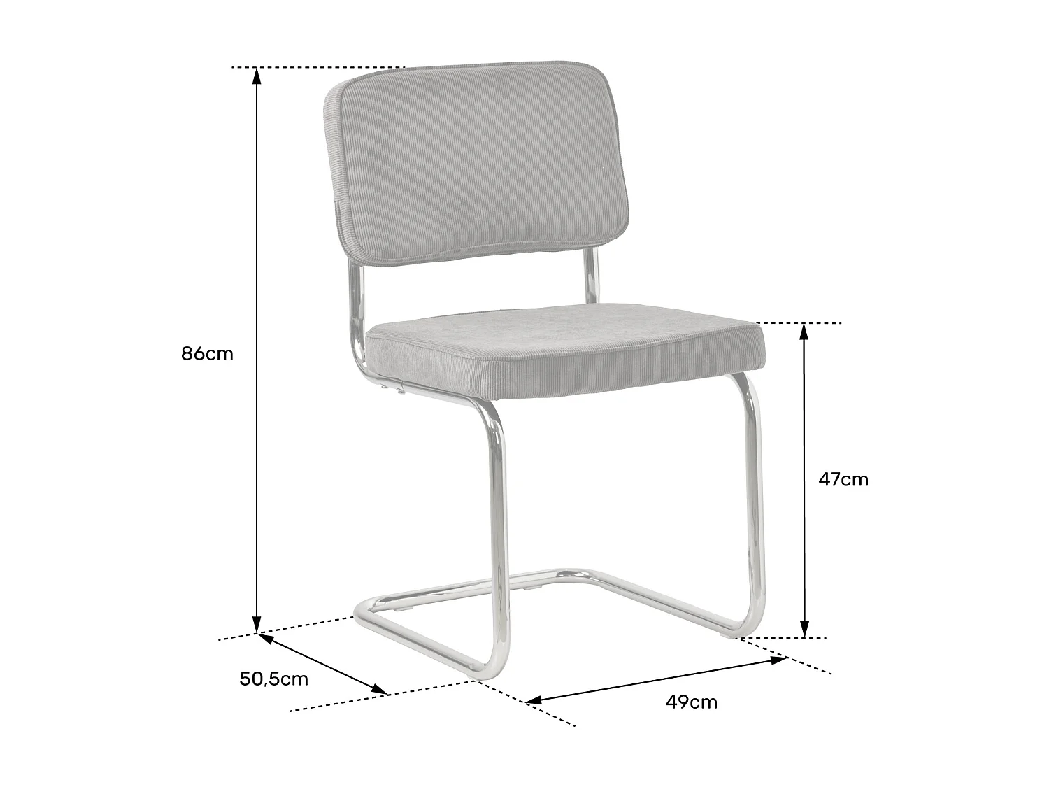 Set van 2 sledestoelen MARIA grijs corduroy