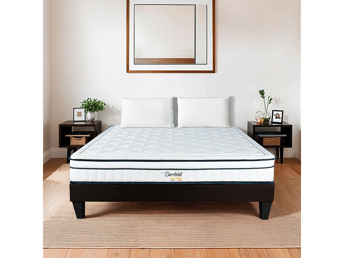 BELLECOUR LITERIE | Matelas BARTOLDI 80x200 cm | Ressorts ensachés & Mémoire de forme