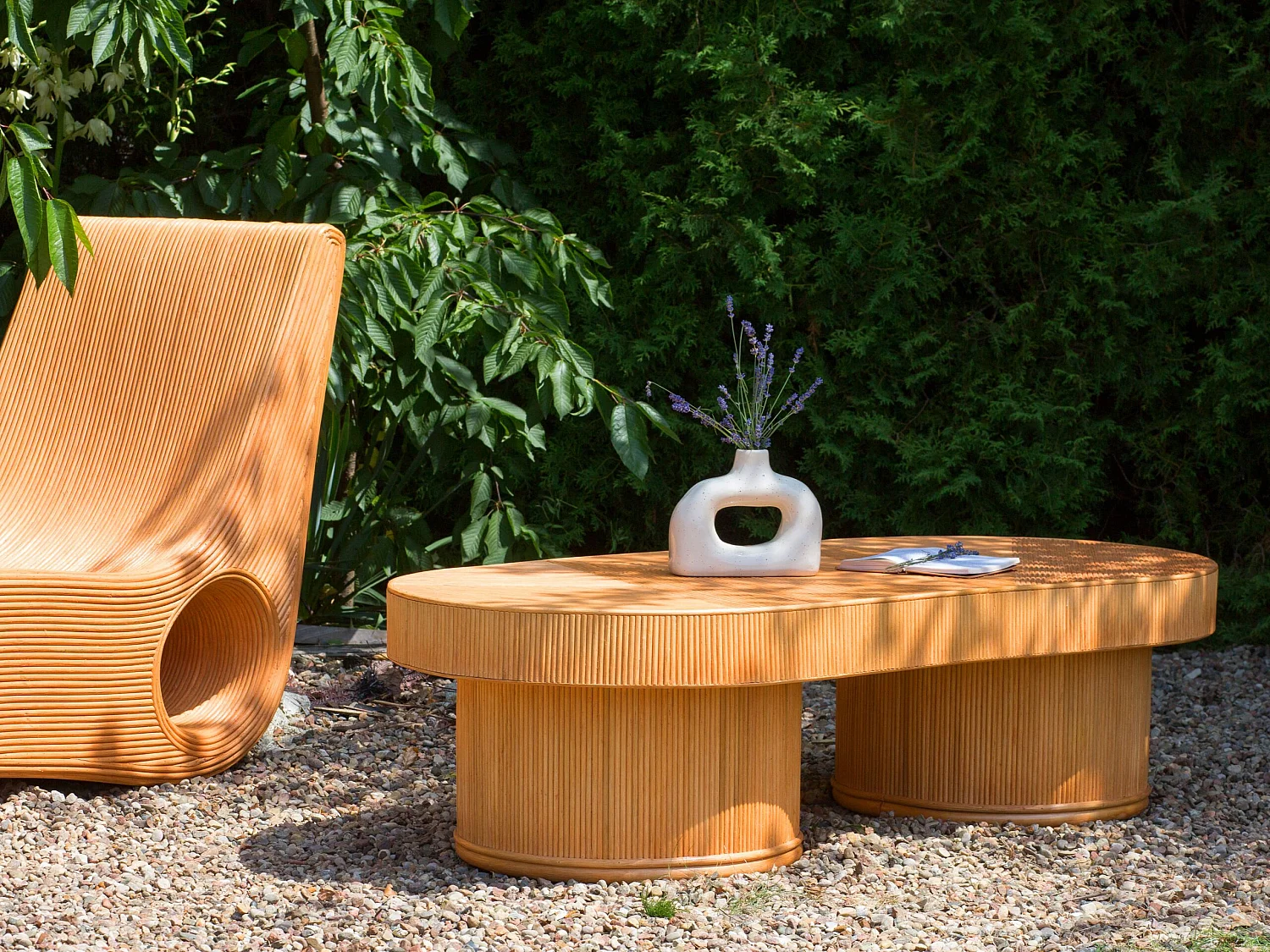 Table basse de jardin AIROLE Rotin Marron