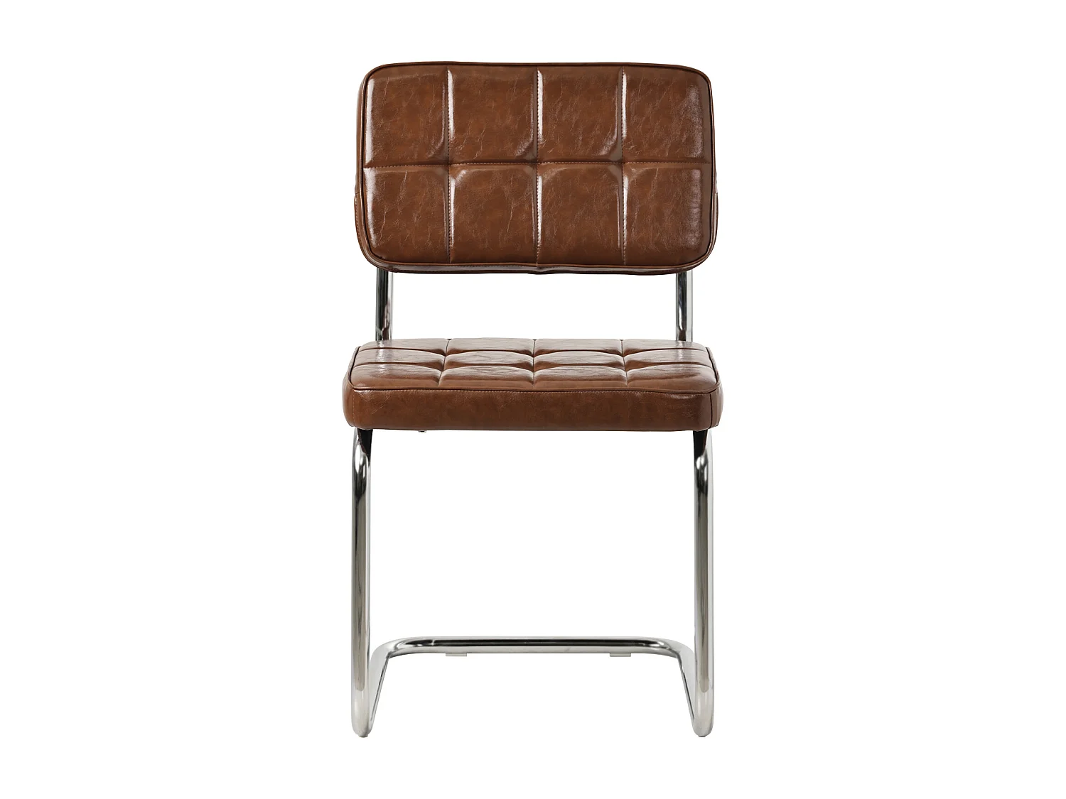 Lot de 2 chaises cantilever en simili marron MARIA - HAPPY GARDEN