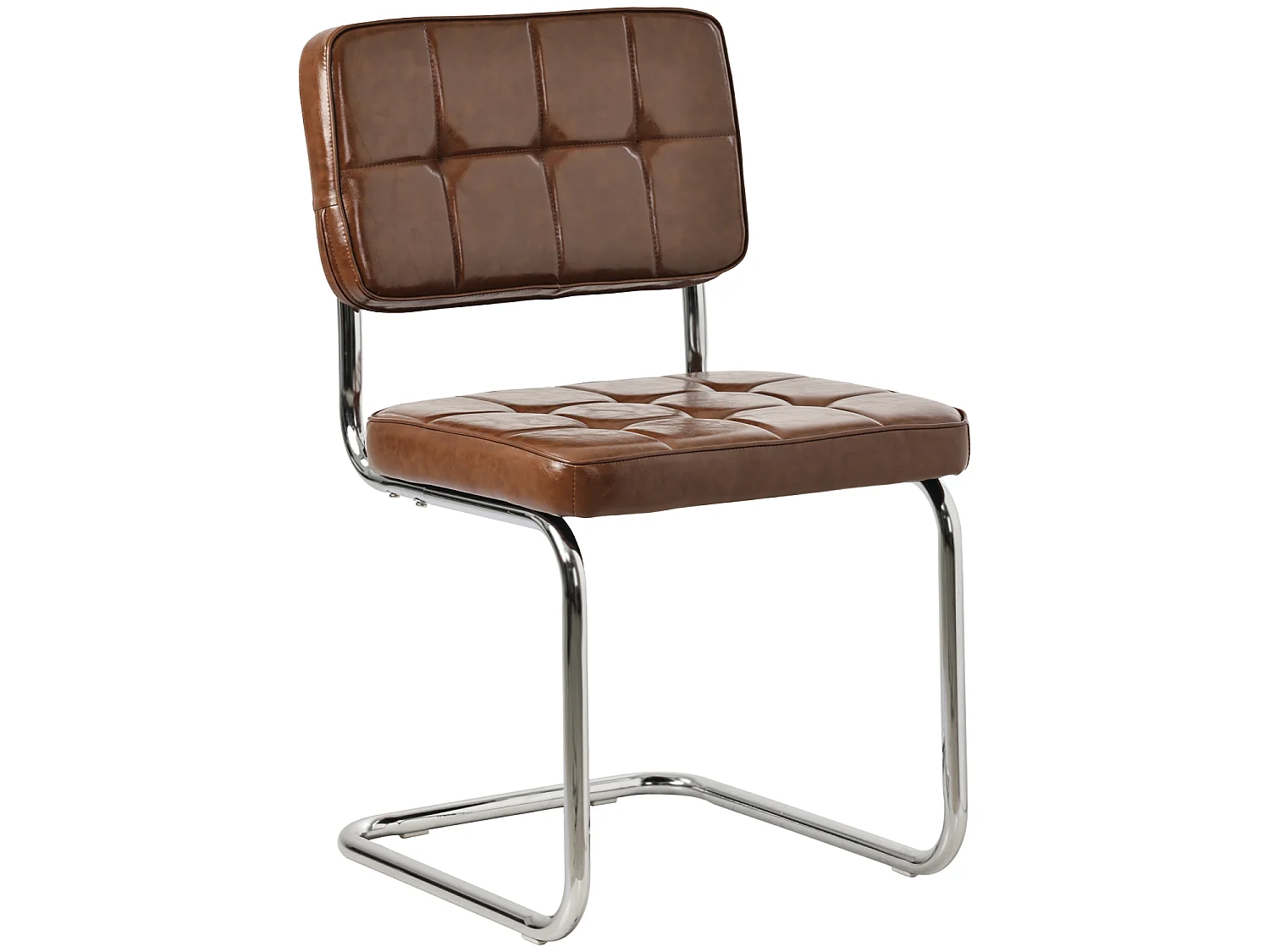 Lot de 2 chaises cantilever en simili marron MARIA - HAPPY GARDEN
