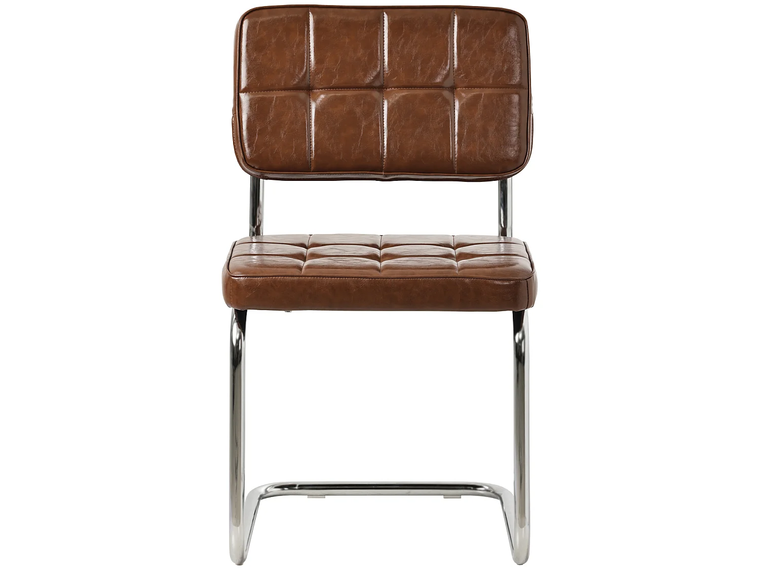 Lot de 2 chaises cantilever en simili marron MARIA - HAPPY GARDEN