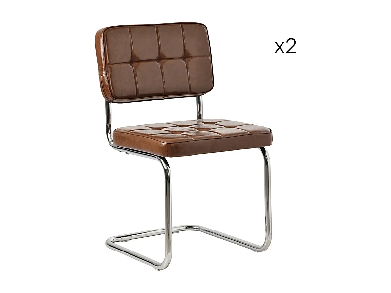 Conjunto de 2 cadeiras cantilever em imitação de castanho MARIA