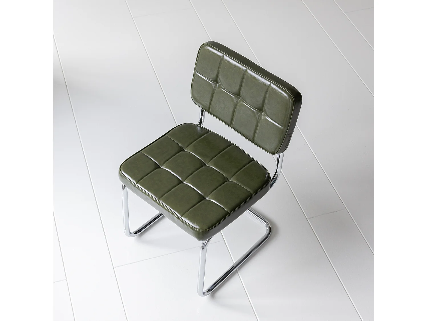 Lot de 2 chaises cantilever en simili vert kaki MARIA - HAPPY GARDEN