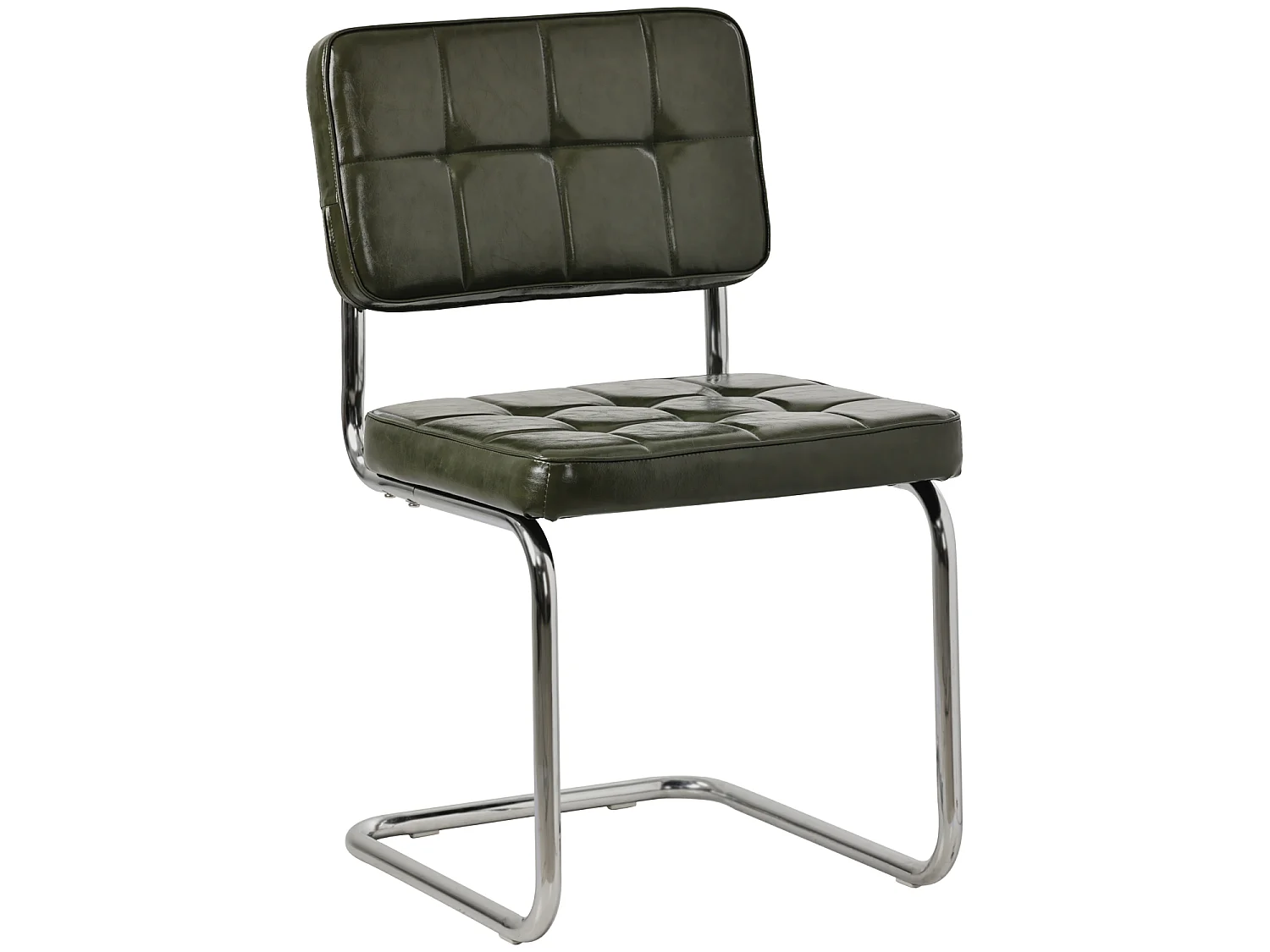 Lot de 2 chaises cantilever en simili vert kaki MARIA - HAPPY GARDEN