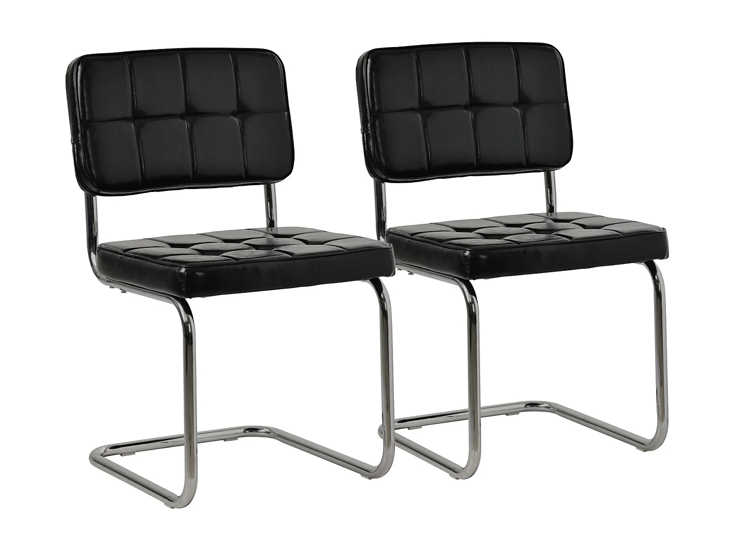 Lot de 2 chaises cantilever en simili noir MARIA - HAPPY GARDEN