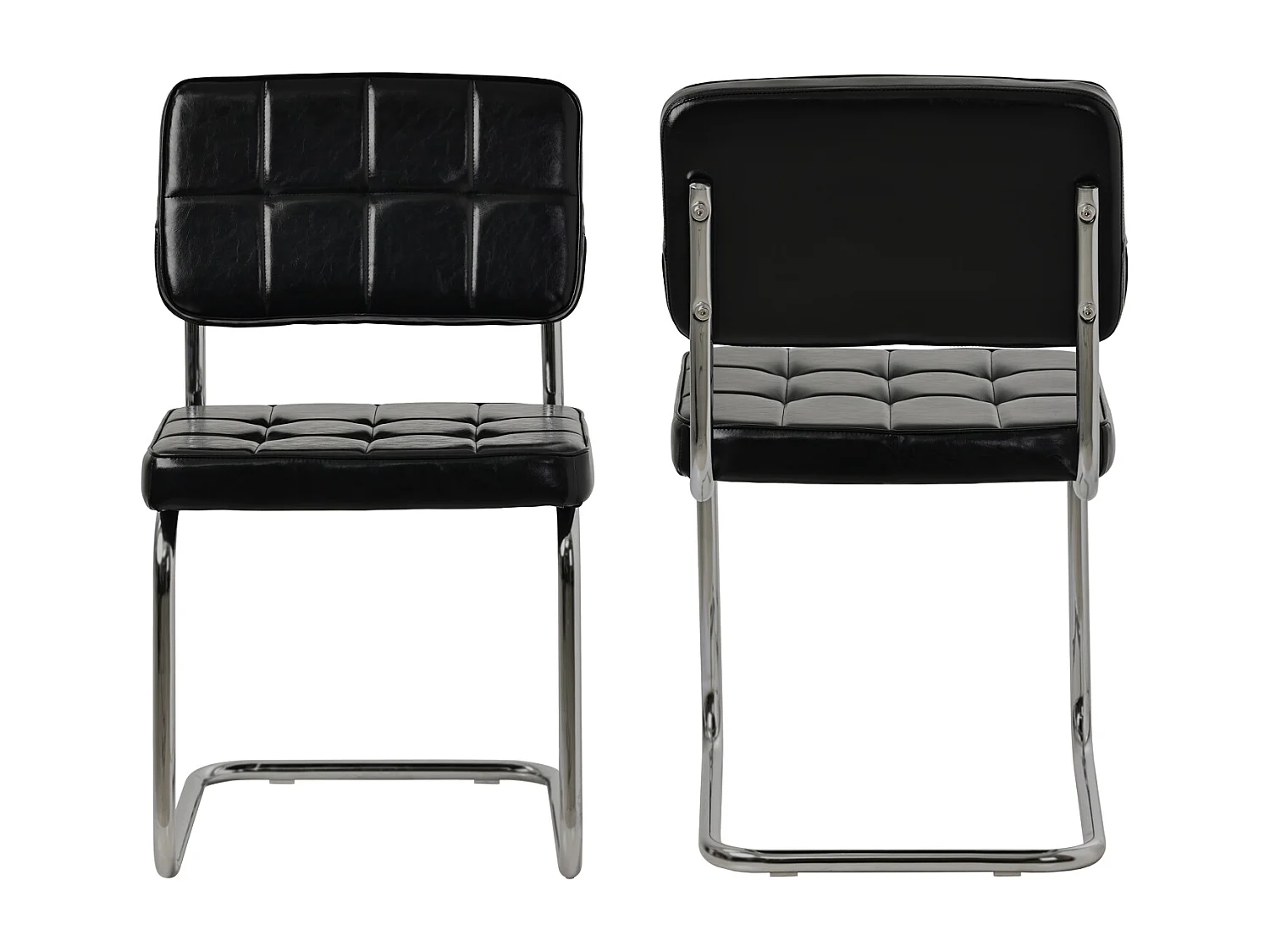 Lot de 2 chaises cantilever en simili noir MARIA - HAPPY GARDEN