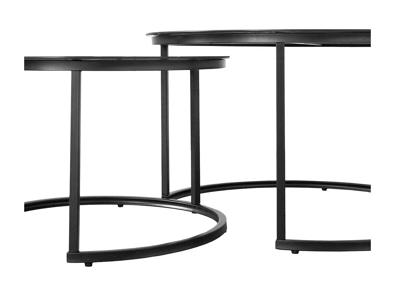 Lot de 2 tables basses gigognes en verre effet marbre blanc VIOLETTE - HAPPY GARDEN