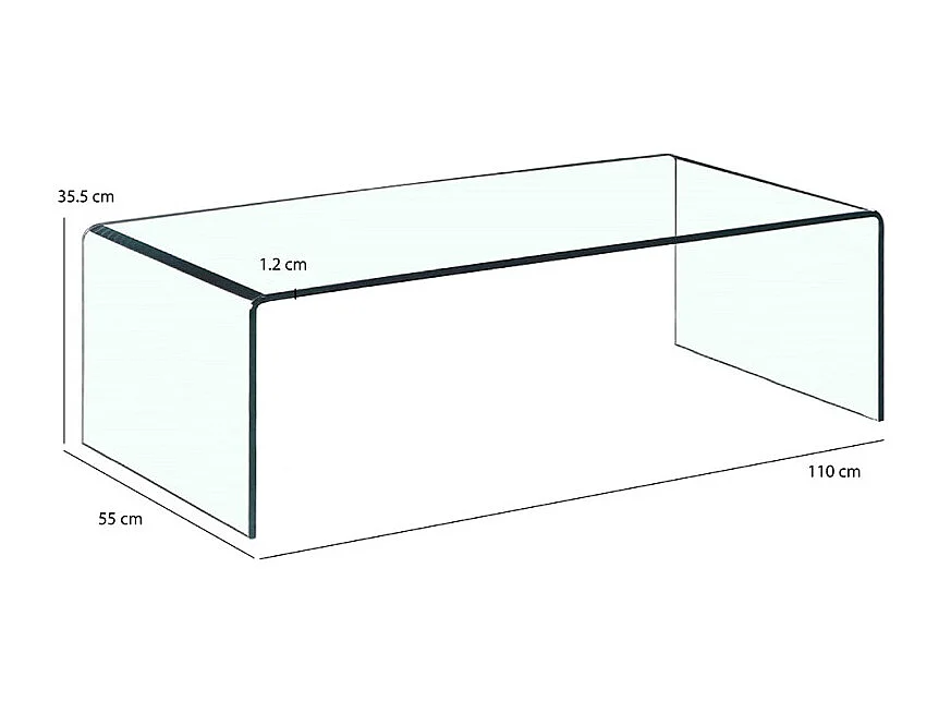 Table basse rectangulaire L. 110 cm en verre trempé - ICE