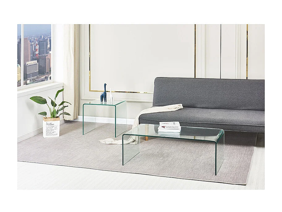 Table basse rectangulaire L. 110 cm en verre trempé - ICE
