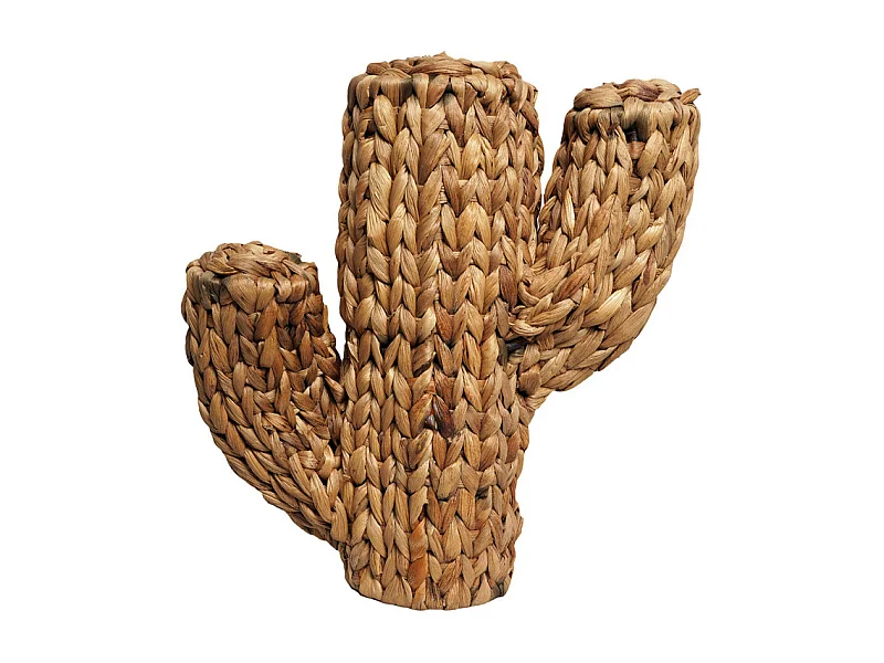 Cactus déco 32 cm tressé en jacinthe d’eau couleur naturelle – QUINN