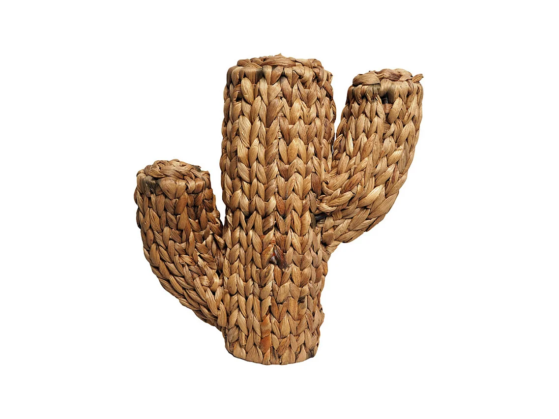 Cactus déco 32 cm tressé en jacinthe d’eau couleur naturelle – QUINN