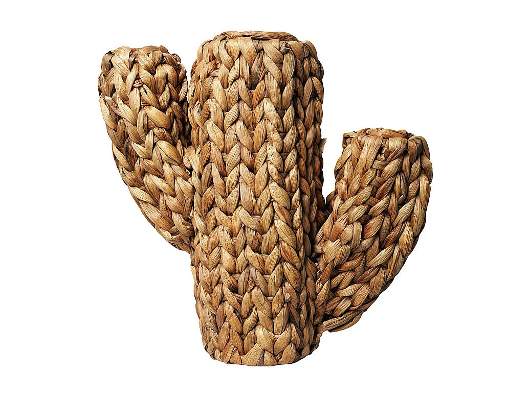 Cactus déco 32 cm tressé en jacinthe d’eau couleur naturelle – QUINN
