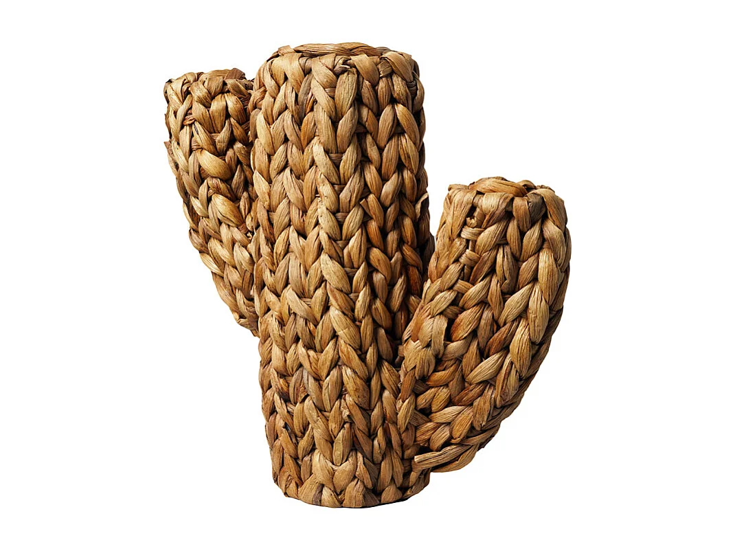 Cactus déco 32 cm tressé en jacinthe d’eau couleur naturelle – QUINN
