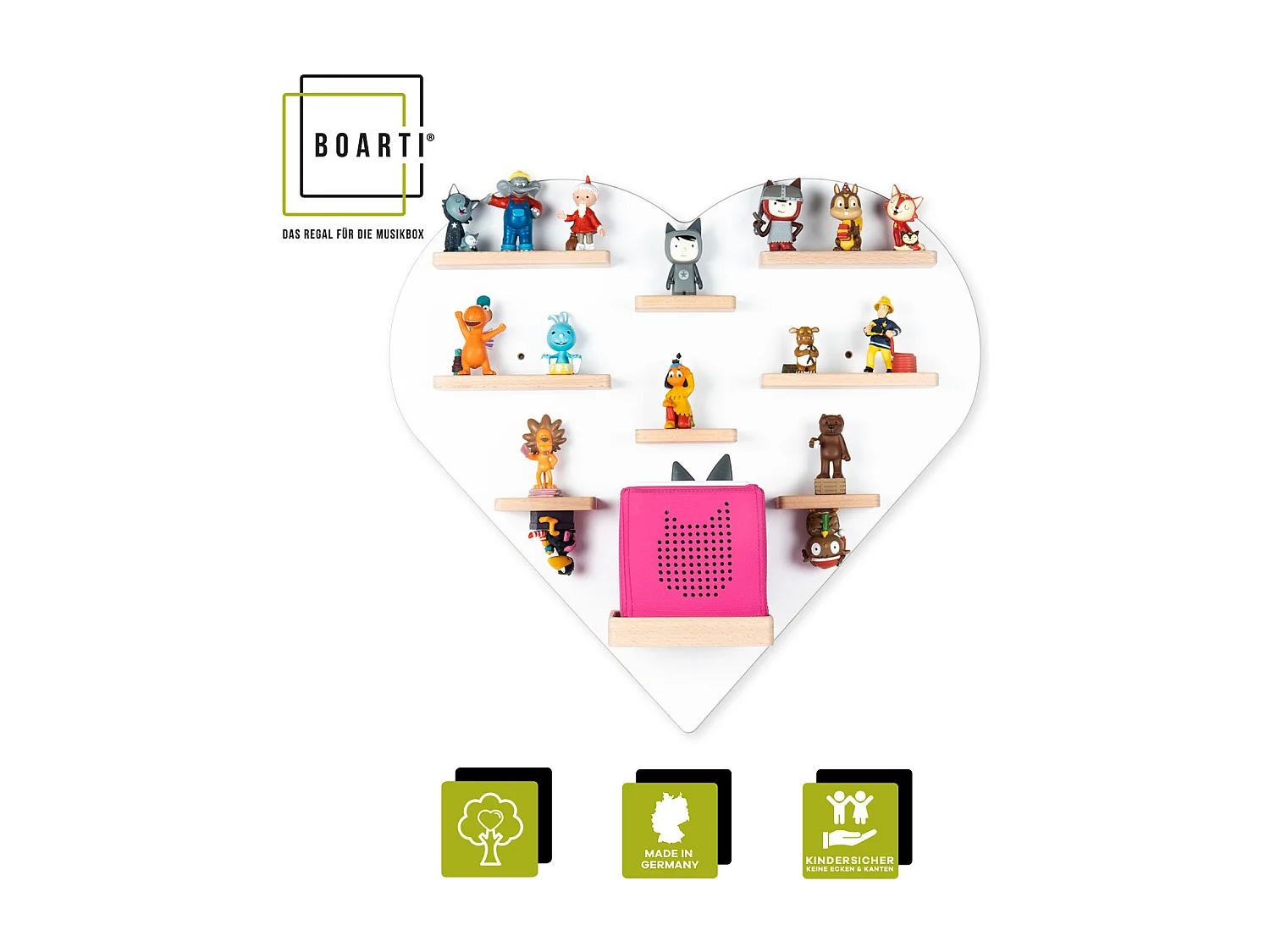 Regal Holz Herz Kinder Toniebox Tonies Figuren