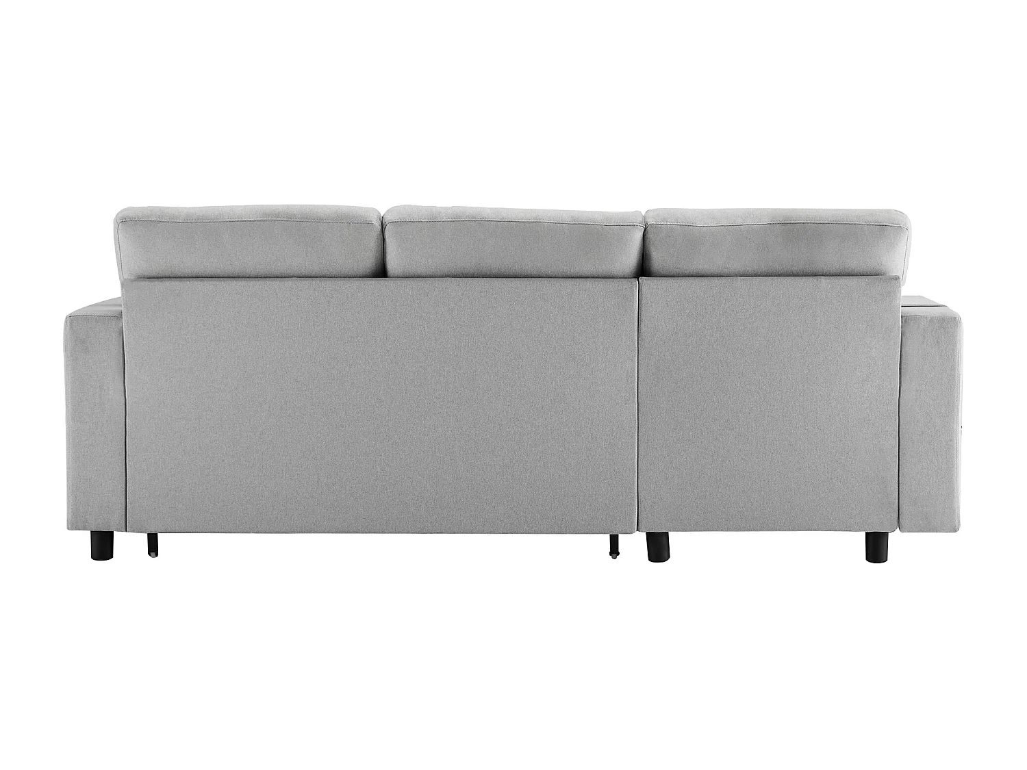 Canapé 3 places convertible en tissu lin - avec rangement et poches latérales - Gris clair