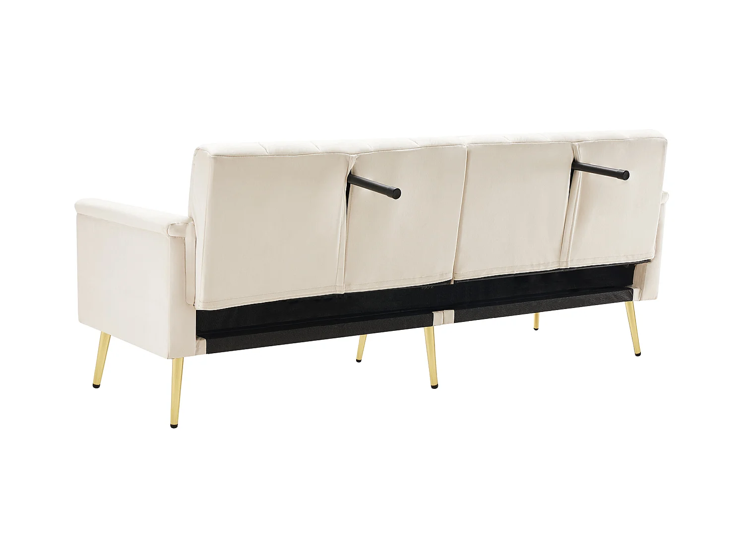 Canapé 3 palces conertible clic-clac en tissu velours - Beige