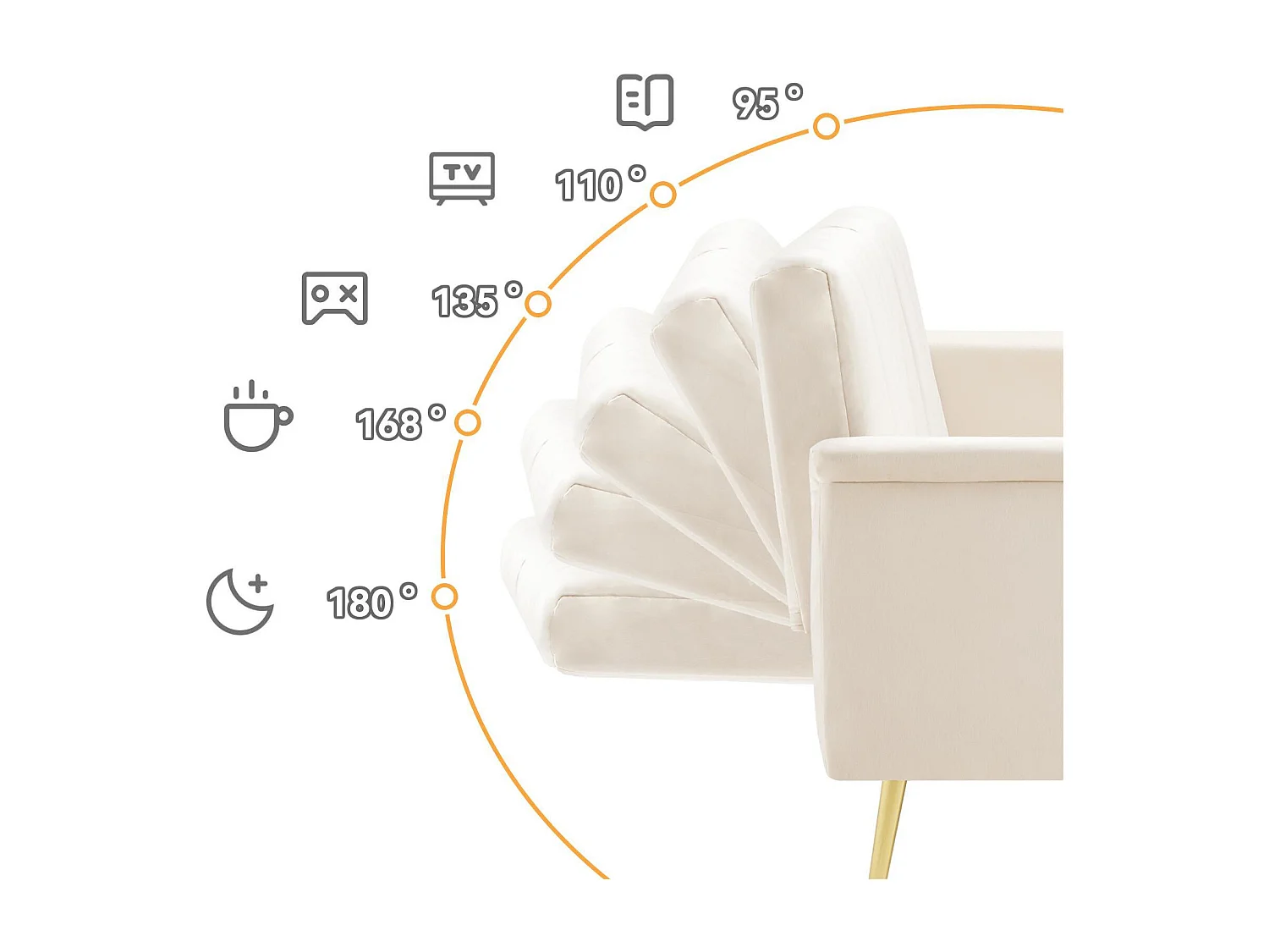 3-sitziges Schlafsofa aus Samtstoff – Beige