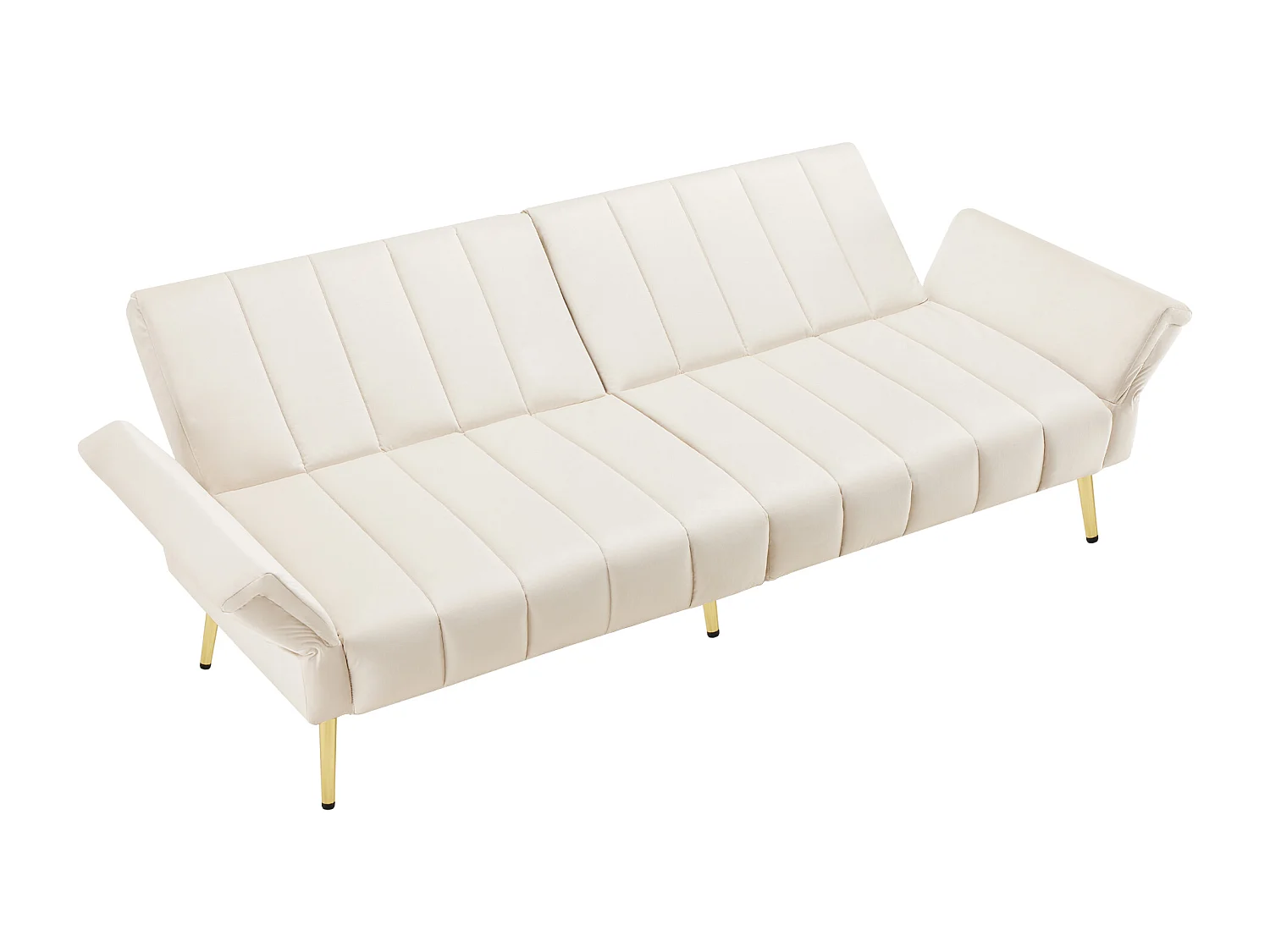 3-sitziges Schlafsofa aus Samtstoff – Beige