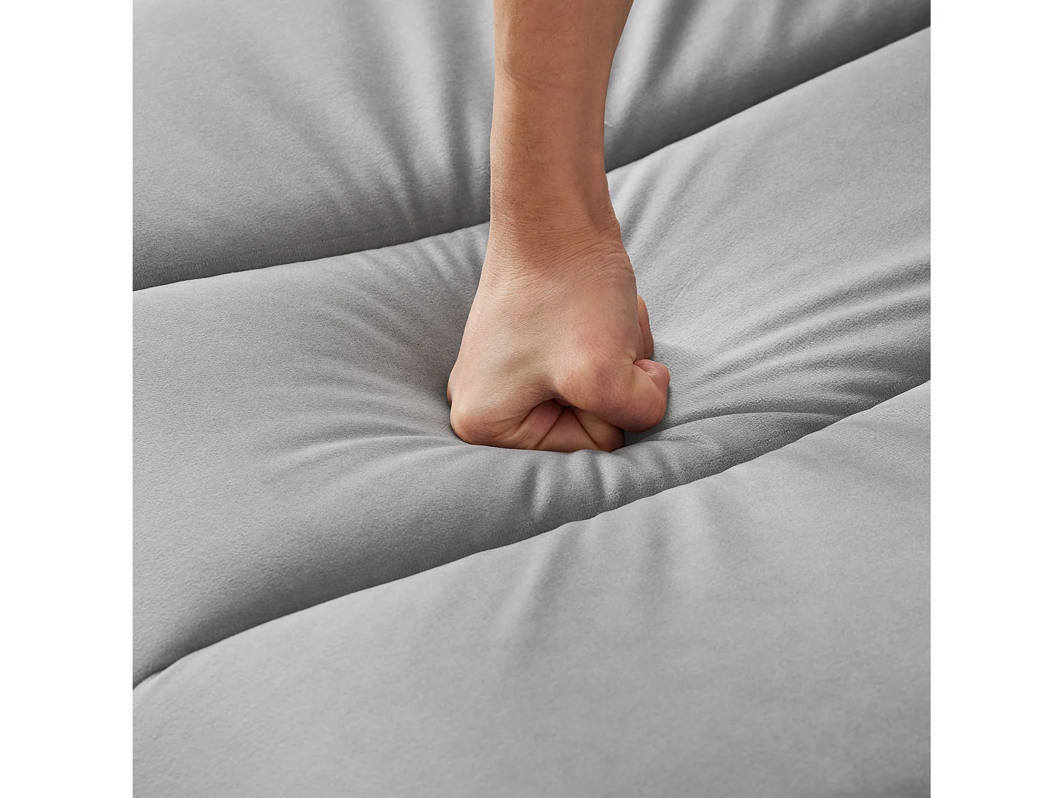 Sofá cama convertible de 3 plazas en tejido de terciopelo - Gris