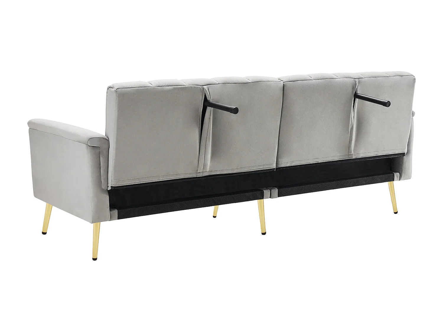 Sofá cama convertible de 3 plazas en tejido de terciopelo - Gris