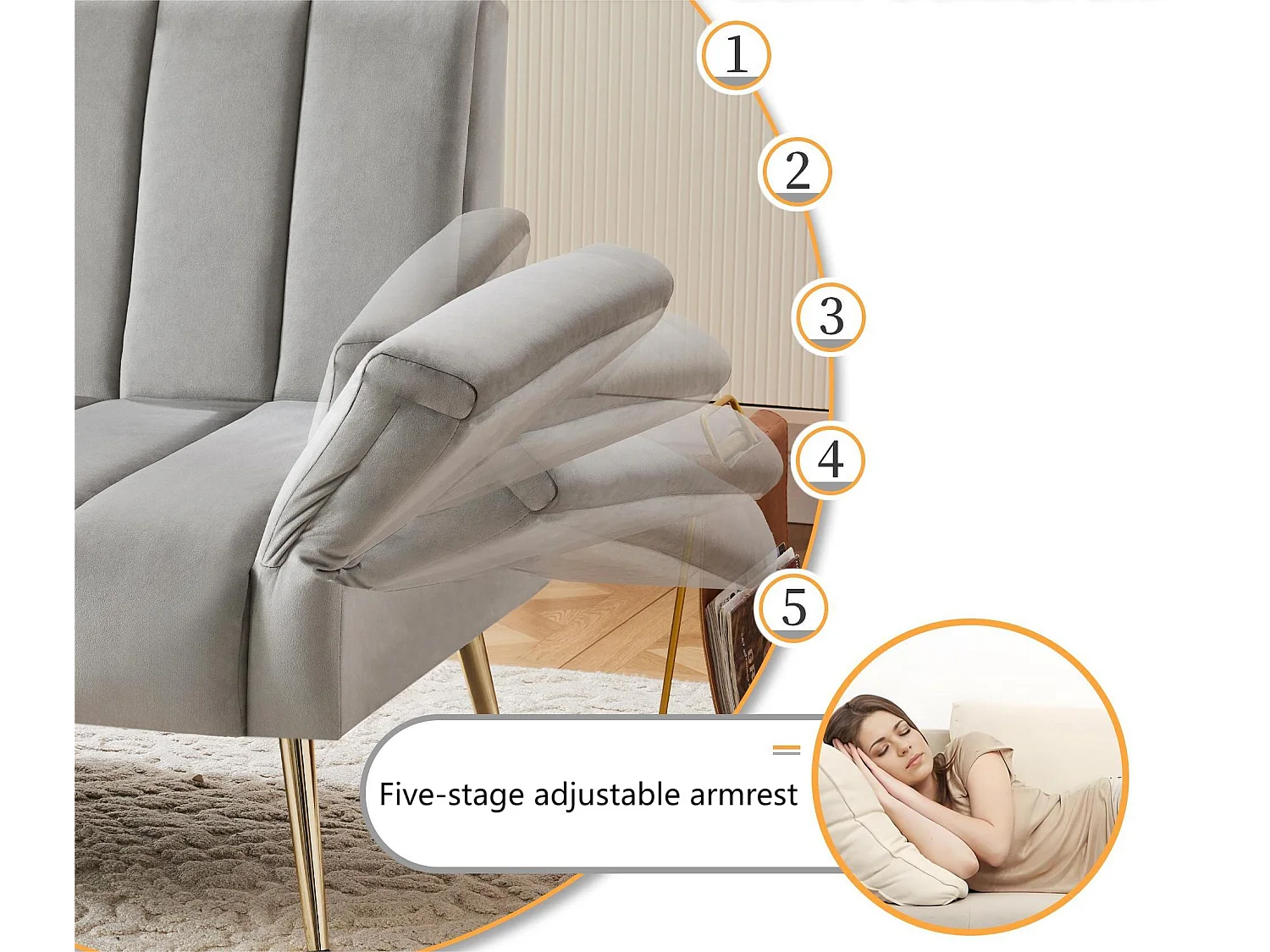 3-zits slaapbank in fluwelen stof - Grijs