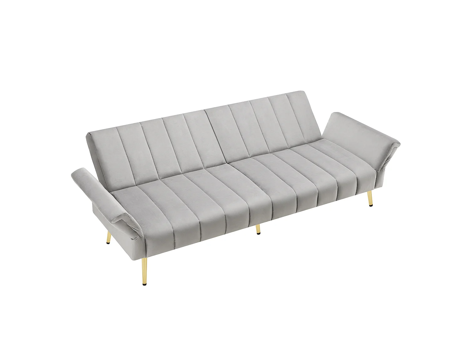 Canapé 3 palces conertible clic-clac en tissu velours - Gris
