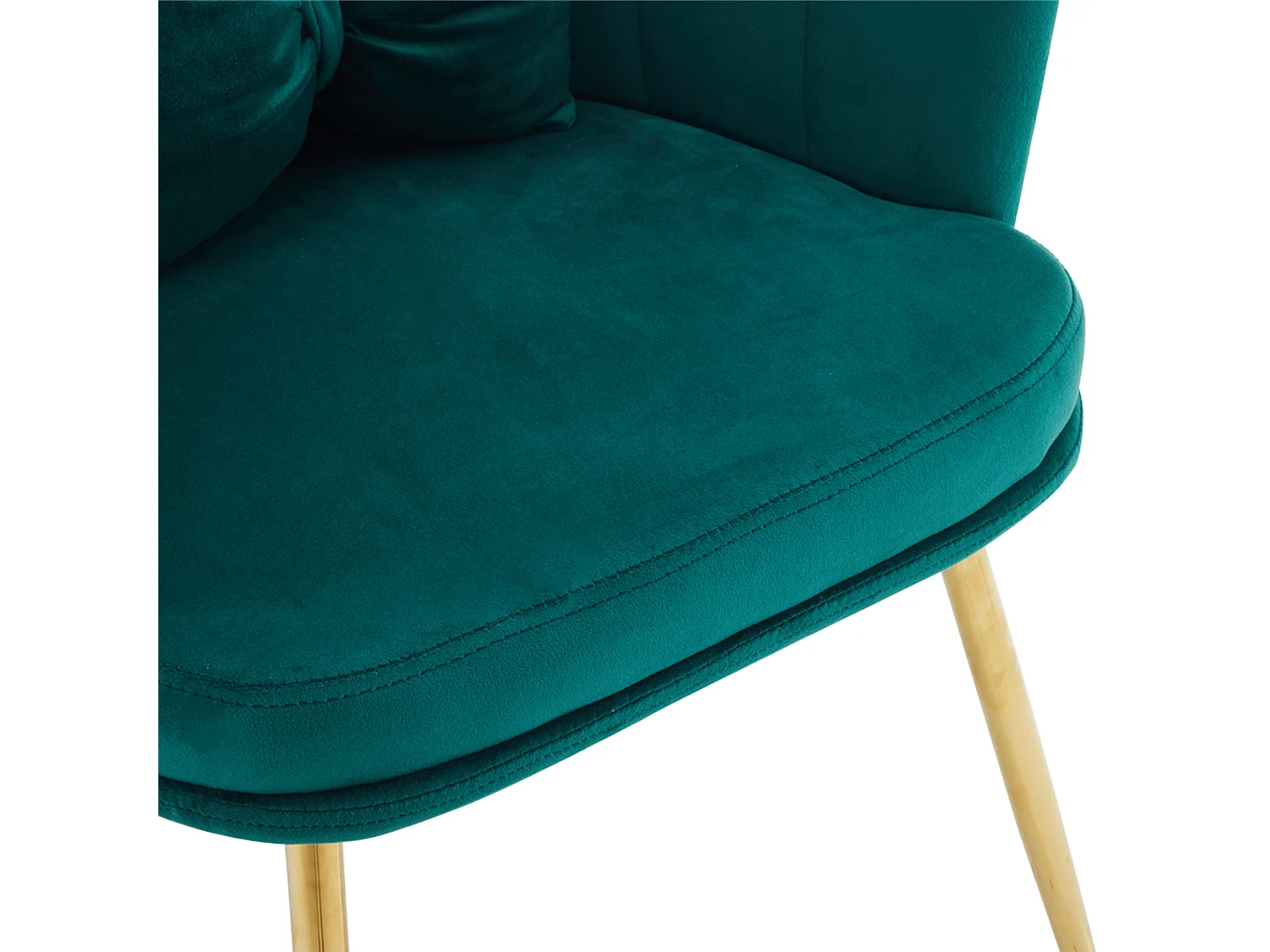 1 Chaise en velours - avec dossier en forme de pétale - pieds en métal doré - Vert sapin