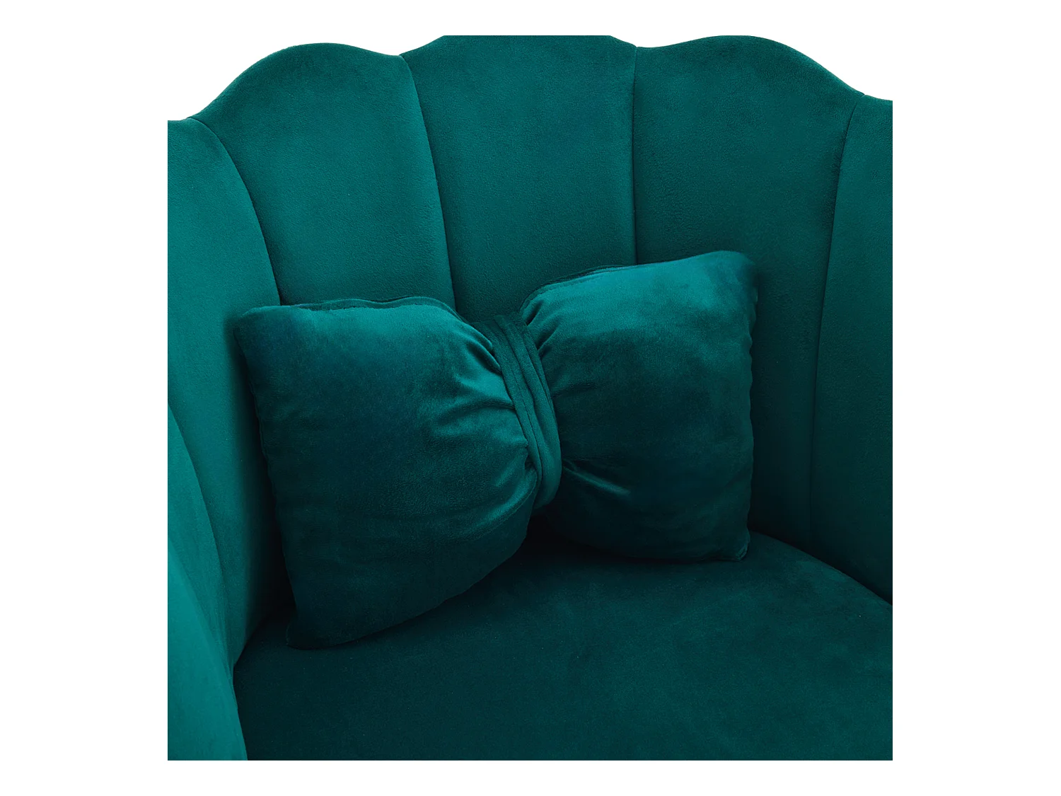 Lot de 2 Chaises en velours - avec dossier en forme de pétale - pieds en métal doré - Vert sapin