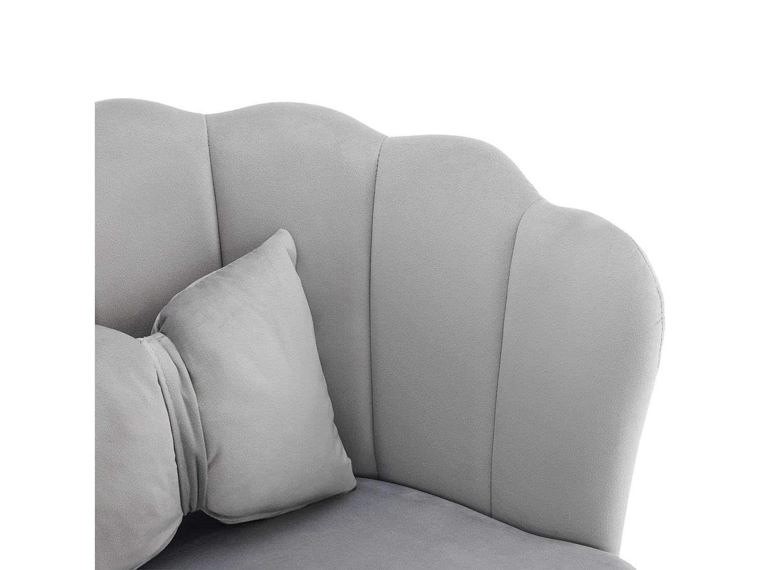 Lot de 6 Chaises en velours - avec dossier en forme de pétale - pieds en métal doré - Gris