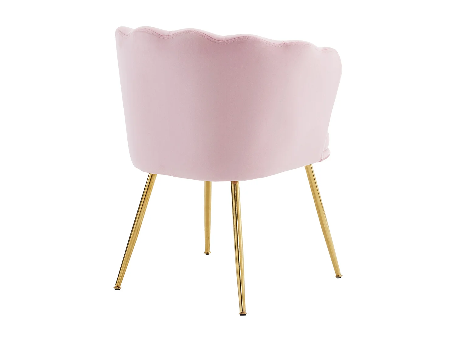 1 Chaise en velours - avec dossier en forme de pétale - pieds en métal doré - Rose